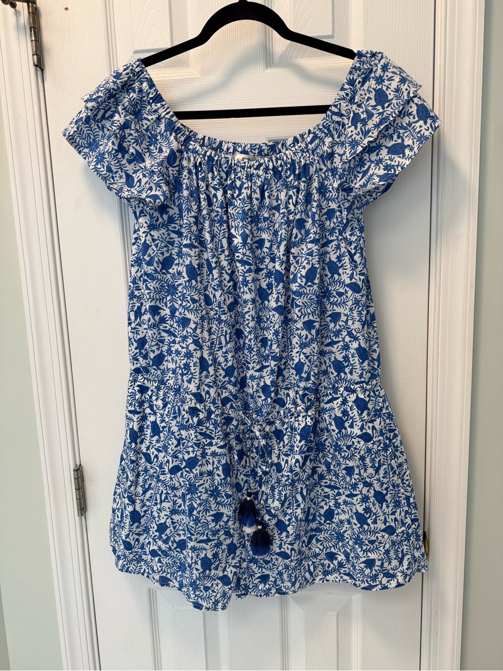 NWT Vineyard Vines Blue Floral Romper Tie Tassel Coastal Boho Cottagecore Boho